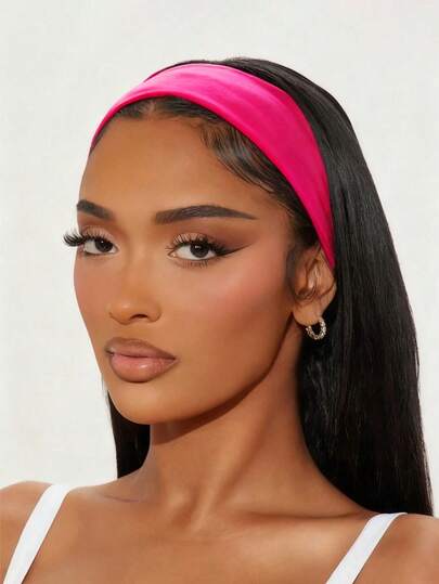 1pc Solid Fuchsia Pink Sports Yoga Headband, Moisture Wicking Elastic Workout Headband For Men & Women, Running, Fitness Women Bandanas Winter Hair Accessories Fashion Scarf Women Hair Band