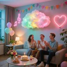 DIY LED Cloud Lamp, Colorful Lightning Cloud 3D Night Light, Atmosphere Decorative Lamp, Suitable For Home Decor, Entertainment Room, Wall Decoration - 彩色 - 查看 1