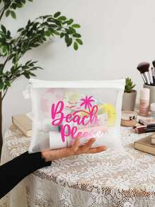 大容量信件和棕榈树图案沙滩化妆包 - 彩色 - 查看 6