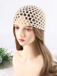 1 pieza Gorro de mujer de moda con crochet hueco y lentejuelas, adecuado para uso diario - Gorro de lana con doble forro - Ver 17