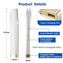 Women's Rechargeable Facial Hair Removal Razor With Light, Includes 6 Replacement Blades, Face Peeling, 3 Speed Settings, Eyebrow Trimmer - White - View 2
