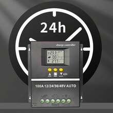 Controlador de carga solar MPPT con doble puerto USB, pantalla LCD retroiluminada, regulador de panel solar de 12V, 24V, 36V y 48V (adaptable) - A - Ver 7