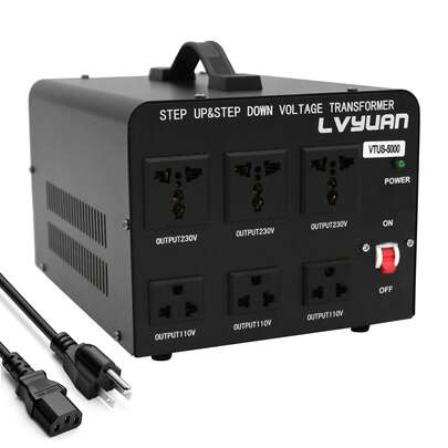  LVYUAN 5000 Watt Voltage Converter Transformer Heavy Duty Step Up/Down AC 110V/120V/220V/240V Power Converter With 3 US Outlets, 3 Universal Outlets, Resettable Circuit Breaker Protection
