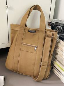 Retro Fashion Men's Tote Bag, Large Capacity Japanese Style Shoulder Bag, Suitable For Work, School, Vacation, Commuting, Can Be Worn Crossbody Or As A Backpack, Essential For Back To School Canvas Tote - Multicolor - View 13