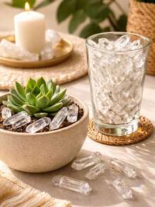 QYDCX 透明石英晶体尖块，散装疗愈水晶石，不规则形状原石石英尖块，水晶棒，用于珠宝制作、抛光、切割、灵气能量平衡 - 無色 - 查看 4