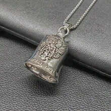 AD 淺灰色不鏽鋼天使驅邪摩托車鈴鐺，復古龐克騎行裝飾單車鈴，中性摩托車與單車改裝配件 - 灰色 - 查看 2