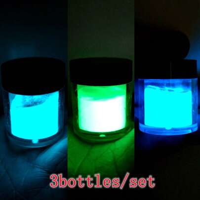 Dofuny 10g/Bottle Luminous Glitter Glow In Dark Phosphor Powder Neon Fluorescent Pigment DIY Handmade Soap Set For Jewelry Making Epoxy Resin Decoration Colorant