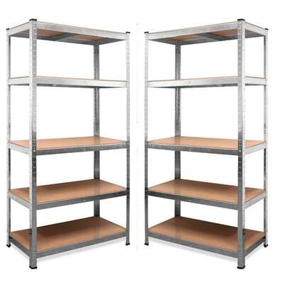 Set Of 2 Garage Shelving 90cmx180cm Heavy Duty 5 Tier Multipurpose Metal Rking