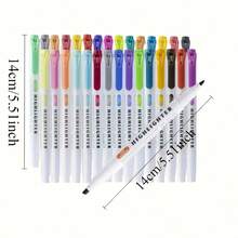 5/15pcs Double-Headed Fluorescent Highlighter Pens, Fine And Broad Tips, Quick-Drying Opaque Water-Based Ink Markers, Suitable For Classroom Notes And Office Supplies. These Highlighters Are Essential For Learning (Random Colors) - A - View 8