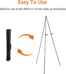 Easel Display Stand, Instant Floor Poster, Lightweight, Collapsible, Portable With Tripod Base, Black Steel (Supports 5 Pounds),  Display Solution - 1 - 查看 3