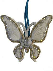 1pc Handmade Beaded Butterfly Bag Charm, Elegant Minimalist Accessory - White - View 6