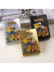 pokemon 55张动漫人物卡片，VSTAR GX EX VMAX 黑/银/金箔卡片，英文/法文/德文/西班牙文动漫游戏卡片，创意桌面游戏卡牌，适合收藏 - 彩色 - 查看 8