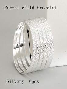 6 件套独特雕花手镯，简约优雅设计，百搭叠戴 - 彩色 - 查看 28