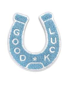 1PC Good Luck Horseshoe Chenille Patch - Light Blue/White - Multicolor - View 9