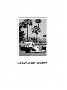 1pc Frameless Striking Black And White Racing Art Print, Vintage Racing Photography, Palm Tree Poster, Suitable For Bedroom, Dorm, Party Gift - Car - View 12