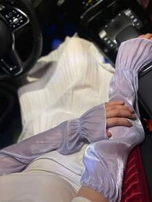 1 Pair New Chinese Style Ice Silk Sun Protection Arm Sleeves, Graceful Arc Design, Suitable For Cycling, Driving, Summer Sun Protection - Multicolor - View 8