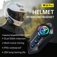 Mũ bảo hiểm xe máy Y12 Pro kèm tai nghe không dây, phạm vi liên lạc 500M, trang bị chip Bluetooth lõi kép Jelly BT5.4+Jelly BT5.4, đèn RGB, chống nước và bụi IP56, đèn báo liên lạc tích hợp, hỗ trợ liên lạc đa thương hiệu, phạm vi liên lạc lên đến 500M, tương thích với mũ bảo hiểm nửa mặt và toàn mặt, pin dung lượng lớn 1000mAh, hỗ trợ liên lạc và chia sẻ nhạc đồng thời, hỗ trợ trợ lý giọng nói AI, kết nối đồng thời với 2 điện thoại, trang bị lý tưởng cho các hoạt động ngoài trời, phù hợp với thời tiết mưa và tuyết. - Y12 Pro - Xem 5