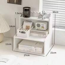 双层桌面展示架，现代简约多功能桌面收纳架，桌面整理架，适用于化妆品、护肤品、香水、文具、珠宝等，大容量耐用桌面收纳盒，适用于家庭、卧室、浴室、宿舍、办公室、学校，是学生和老师的完美返校礼物，实用桌面装饰和节省空间的桌面收纳，办公桌办公用品办公配件 - 多色 - 查看 4