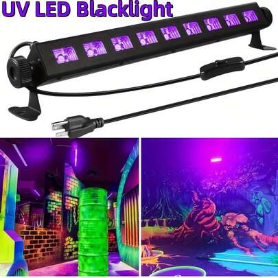 Boluoova 40W Black LED Light Bar For Glow Party, Blacklight With Plug &Switch, Each Light Up 484 Sq.Ft Area, Glow Light For For Fluorescent Tapestry Poster Body Paint Glow Party, UV Strip Lights For Cabinet,Halloween,Fluorescent Body Paint, Stage