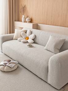 1pc Classic Elastic Fitted Sofa Cover, With T-Shaped Pillow Design, Machine Washable Polyester Slipcover With Antibacterial And Soft Properties, Suitable For Single/Loveseat/3-Seater/4-Seater Sofa, Holiday Decor - Light Grey - View 6