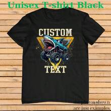 Monster Truck Shirt – Custom Text Tee, Personalized Monster Jam Birthday Gift For Kids & Adults, Customizable Truck Design Urban Vibes Men'S Casual T-Shirt Loose-Fit Round Neck Design With Stylish Print, Perfect For Daily Wear. - Black - View 2