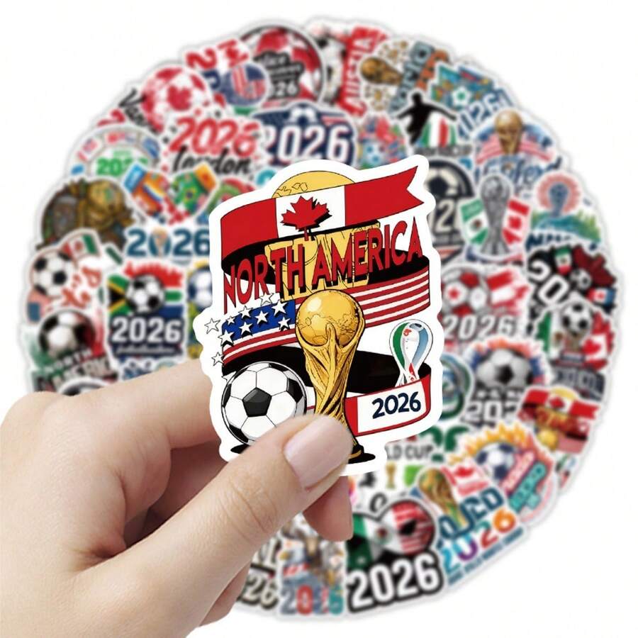 FIFA 足球賽主題貼紙套組,多圖案組合裝飾貼紙,球迷個性化DIY小物,適用於行李裝飾、日常用品個性化點綴、滑板裝飾、手帳裝飾、筆記本裝飾,世界盃周邊居家裝飾 - 50pcs - 查看 1