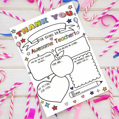 1 Bộ - Thiệp Cảm Ơn Vui Nhộn Dành Tặng Thầy Cô Giáo, Từ Học Sinh, Kèm Phong Bì