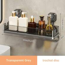 1pc Suction Cup Bathroom Shelf, No Drilling Wall Mounted Vanity Storage Rack - Multicolor - View 12