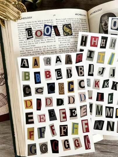 Vintage Letter Writing Paper Full Set Stickers | Vintage Planner Stickers, English Letter Stickers Suitable For Planner Decoration DIY Crafts, Vibrant Cartoon English Letter Durable Pet Stickers Suitable For Planner And DIY Crafts