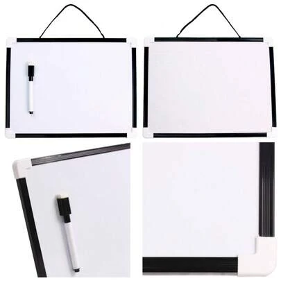 Magnetic Dry Erase Whiteboard Small Hanging Board With Black Plastic Frame 12 X 8 Inches