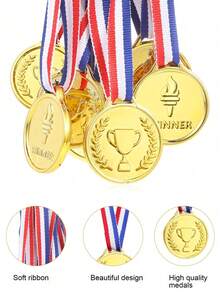 30pcs Plastic Trophy & Medal, Sports Competition Award - Trophy Gold - View 2