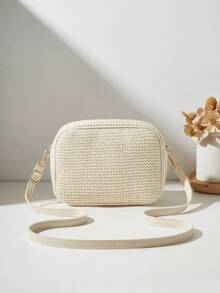 Fashion Fabric Women's Shoulder Crossbody Small Square Bag - Beige - View 5