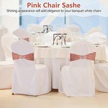 150 Pieces Spandex Stretch Chair Sashes Bows Elastic Chair Cover Bands Ties With Slider Wedding Party Reception Events Universal Ceremony Banquet Decorations (Gold) - Rose Gold - View 5