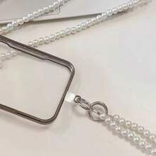 Ins Pearl Love Bead Chain Diagonal Long Rope Mobile Phone Hanging Rope Creative With Clip Mobile Phone Chain Diagonal Back Penda - Blue / Green - View 4