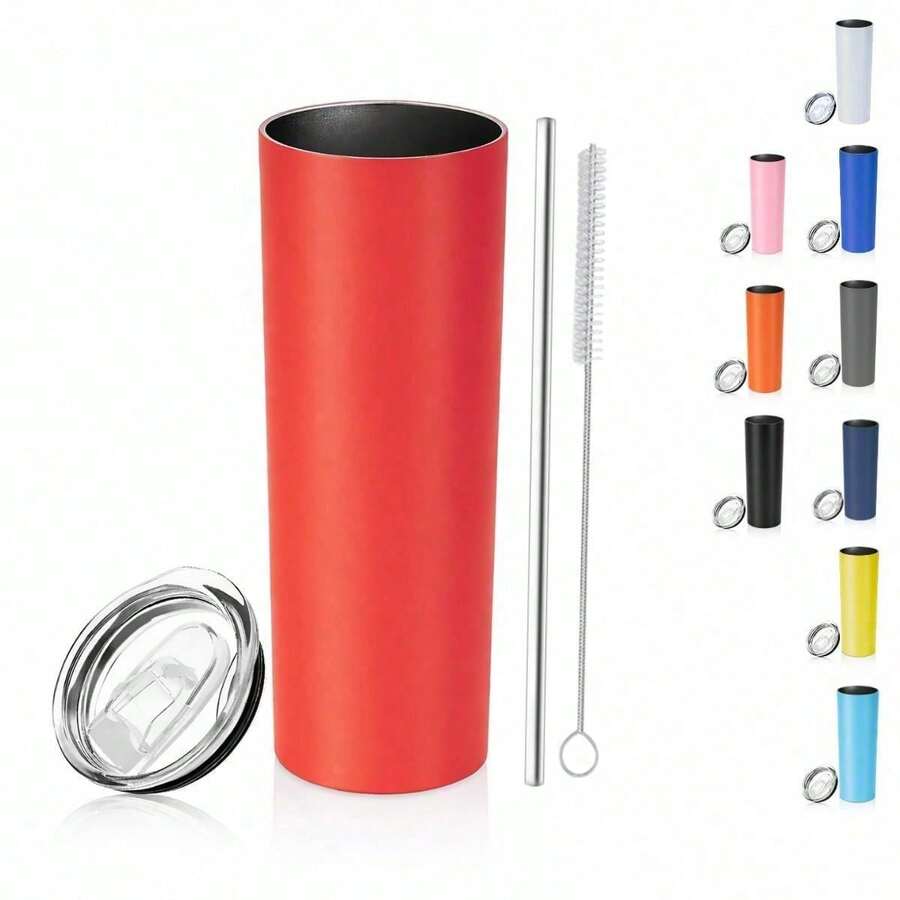 Skinny Stainless Steel  20 Oz Smooth Powder Coating - 紅色 - 查看 1