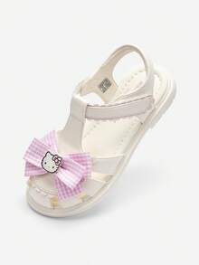 Balabala Girls' Toddler New Summer Breathable Non-Slip Comfortable Closed-Toe Bowknot Sandals - White and Red - View 1