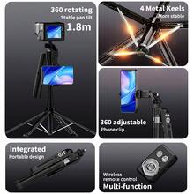 BSLIUFANG AI 跟随稳定器自拍杆三脚架手持云台，带蓝牙遥控器，360°旋转，1/4接口，适用于手机Vlog - 黑色 - 查看 3