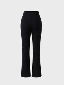 Elegant Casual Commute Minimalist Daily Office Straight Leg Business Trousers Black - Black - View 7