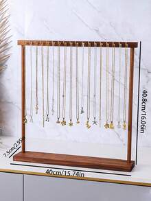 1pc/2pcs High Quality Walnut Color Solid Wood Necklace Display Stand, Jewelry Holder For Necklaces, Bracelets And Accessories - Walnut - View 19