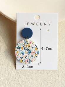 1 Pair Women's Spring/Summer Small Daisy, Blue Flower, Pink Flower Floral Print Ceramic Texture Elegant Cute Fresh Round Acrylic Earrings - Multicolor - View 8