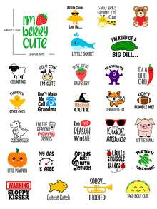 3/6/12/30/36 hojas Decoraciones para baby shower, parches de hierro para ropa de bebé, juegos de ducha divertidos Transferencias listas para planchar Kit de decoración DIY para manualidades - Multicolor - Ver 12