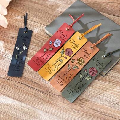 Marcapáginas personalizados con nombre y mes de nacimiento con patrón floral, adecuados como regalo de graduación para amantes de los libros, regalo de cumpleaños único con tema de libros para ella