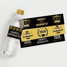 15pcs 2026 Graduation Water Bottle Labels, Class Of 2026 Congrats Grad Water Bottle Stickers For Graduation Celebration, Grad Water Bottle Wrapper, Graduation Party Decorations - A - View 1