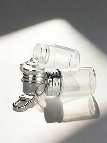 1/2/5/10个装 7毫升迷你玻璃瓶，透明玻璃小瓶配金属钥匙扣，小型信息瓶，DIY工艺品，婚礼回礼，派对装饰，家居装饰，包包挂饰，钥匙扣，手机挂饰，生日婚礼节日派对礼物，教师节圣诞礼物 - 彩色 - 查看 6