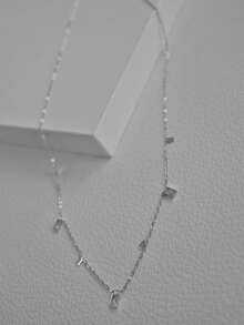 Nooxian 1pc Versatile Stainless Steel Necklace For Women, Luxury Minimalist Collarbone Chain, Sweater Chain With Random Pendant Designs, New Accessory - Silver - View 4