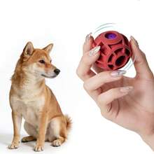 1pc Silicone Dog Toy Ball, Pet Squeaky Chew Toy, Durable Teeth Cleaning Interactive Training Ball - Multicolor - View 2