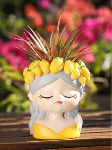 1 chậu hoa trang trí nghệ thuật bằng nhựa, hình dáng bất đối xứng, bề mặt được sơn, chậu để bàn thích hợp cho cây mọng nước và hoa tươi, quà tặng trang trí trong nhà/ngoài trời, cây cảnh vườn cổ tích, món quà lý tưởng cho bạn bè nữ. - A - Xem 15