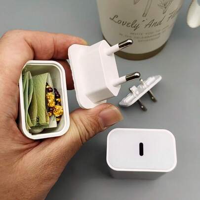 Creative Charging Adapter Hidden Storage Money Box - With Charging Port Decor (No Actual Charging Function) - Can Store Cash, Cards, Keys, USB, Rings, Coins, Pills, Travel Safe