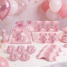 水疗主题睡衣派对套装：粉色发带、眼罩、发圈和透明包包 - 非常适合女孩睡衣派对、迎婴派对、水疗活动、母亲节和毕业派对 - 多色粉紅Spa派對套裝 - 查看 3