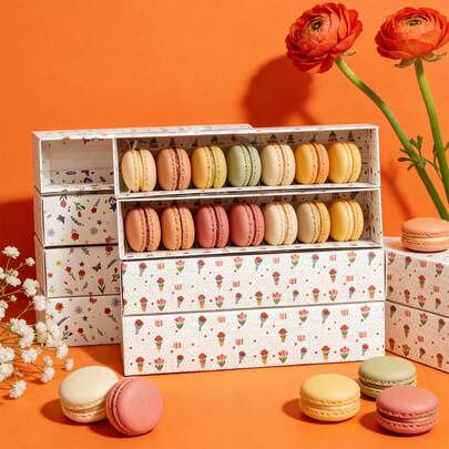 5pcs/10pcs Transparent Window Drawer-Style Macaron Packaging Boxes, Bakery Cake Roll Takeout Boxes, Transparent Visible Dessert Cookie Packaging Boxes, Suitable For Cafe, Home, Restaurant, Party, Office, Father's Day Gift, Mother's Day Gift, Gift For Friends, Boyfriend/Girlfriend, Family, Teachers, Colleagues